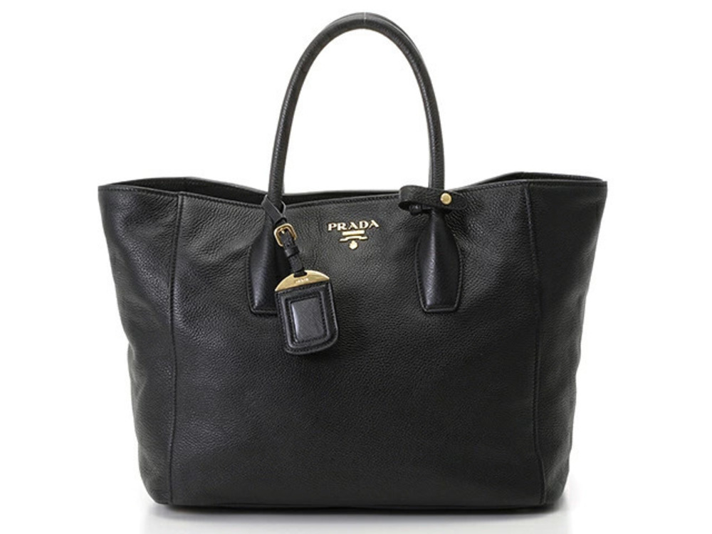 Prada Shoulder Bag Tote VITDINO Calf Leather Black